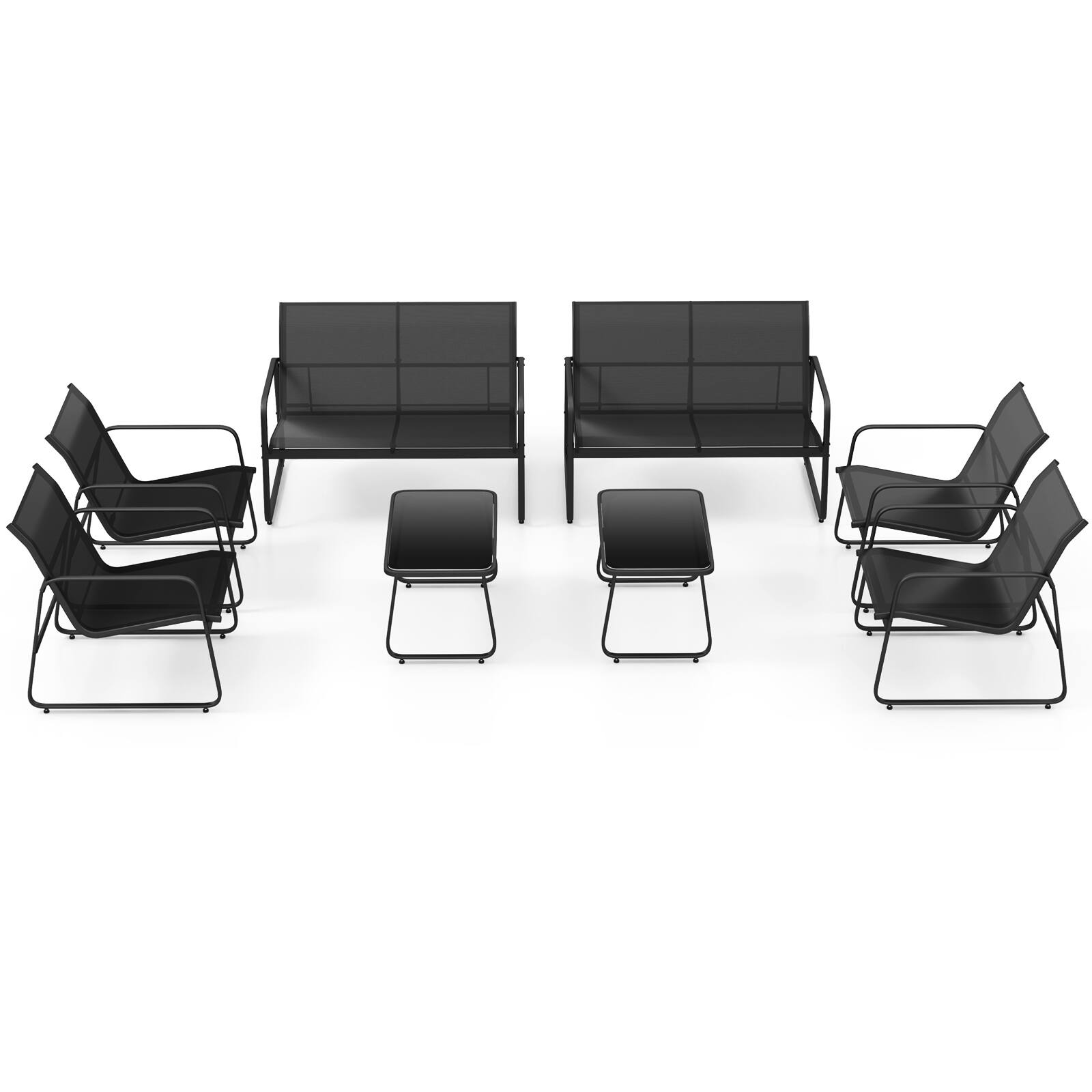 Alt View 4. Gymax - Gymax 8 PCS Outdoor Furniture Set w/ Tempered Glass & Coffee Table Chair Loveseat Patio - Black.