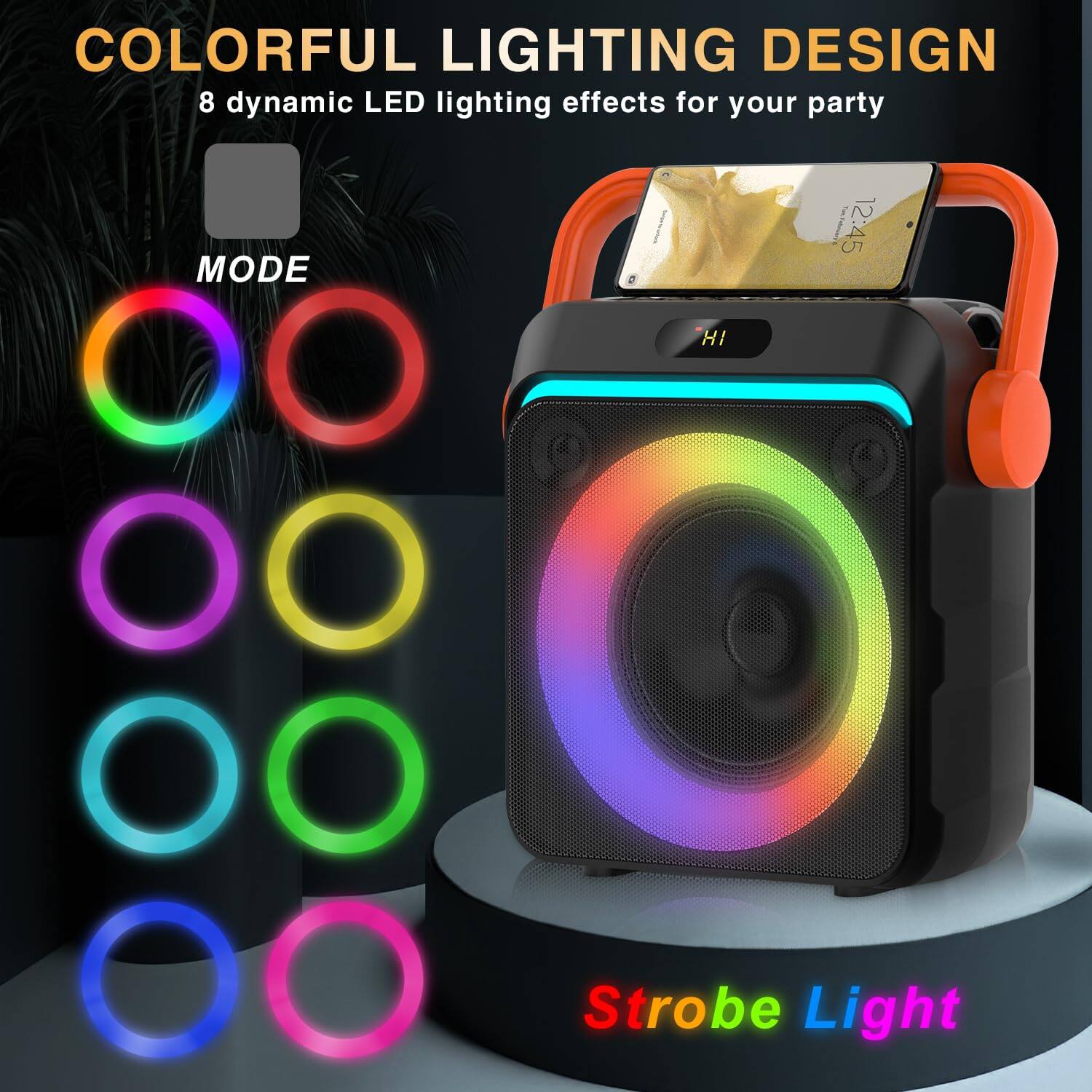 COLORFUL LIGHTING DESIGN  
8 dynamic LED lighting effects for your party  

MODE  

Strobe Light