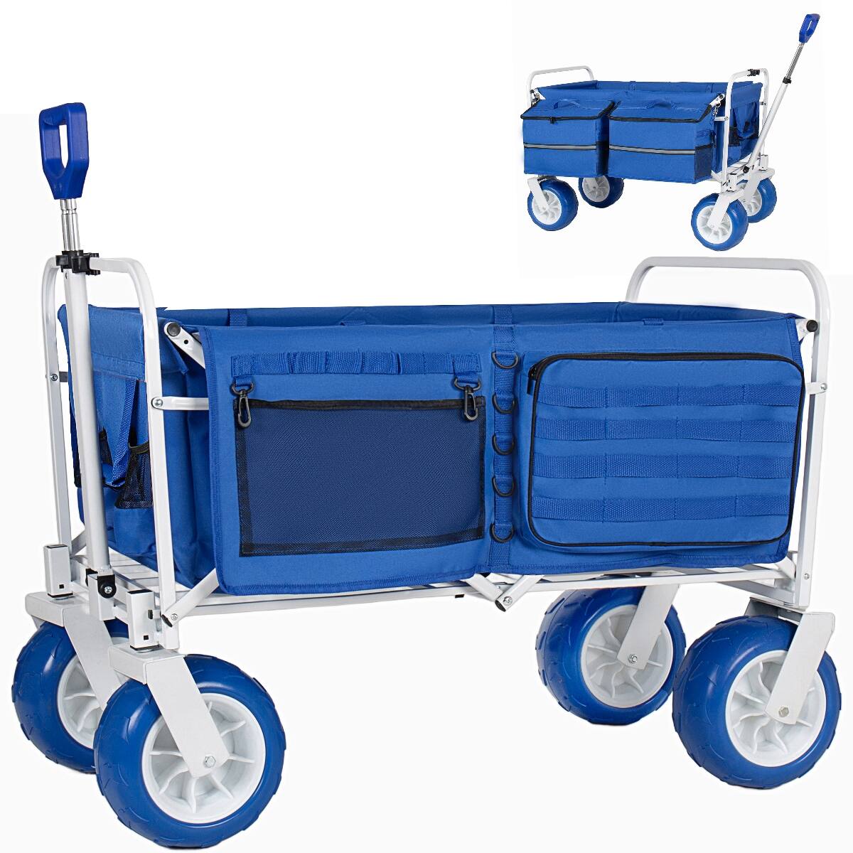 Alt View 4. Loheer - Loheer 500 lb Heavy Duty Beach Wagon, 150L Collapsible Folding Cart with Nine Inch All Terrain Wheels.