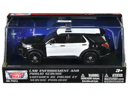 2022 Ford Police Interceptor Black & White Unmarked "Law Enforcement & Public Service" 1/43 Model Car by Motormax