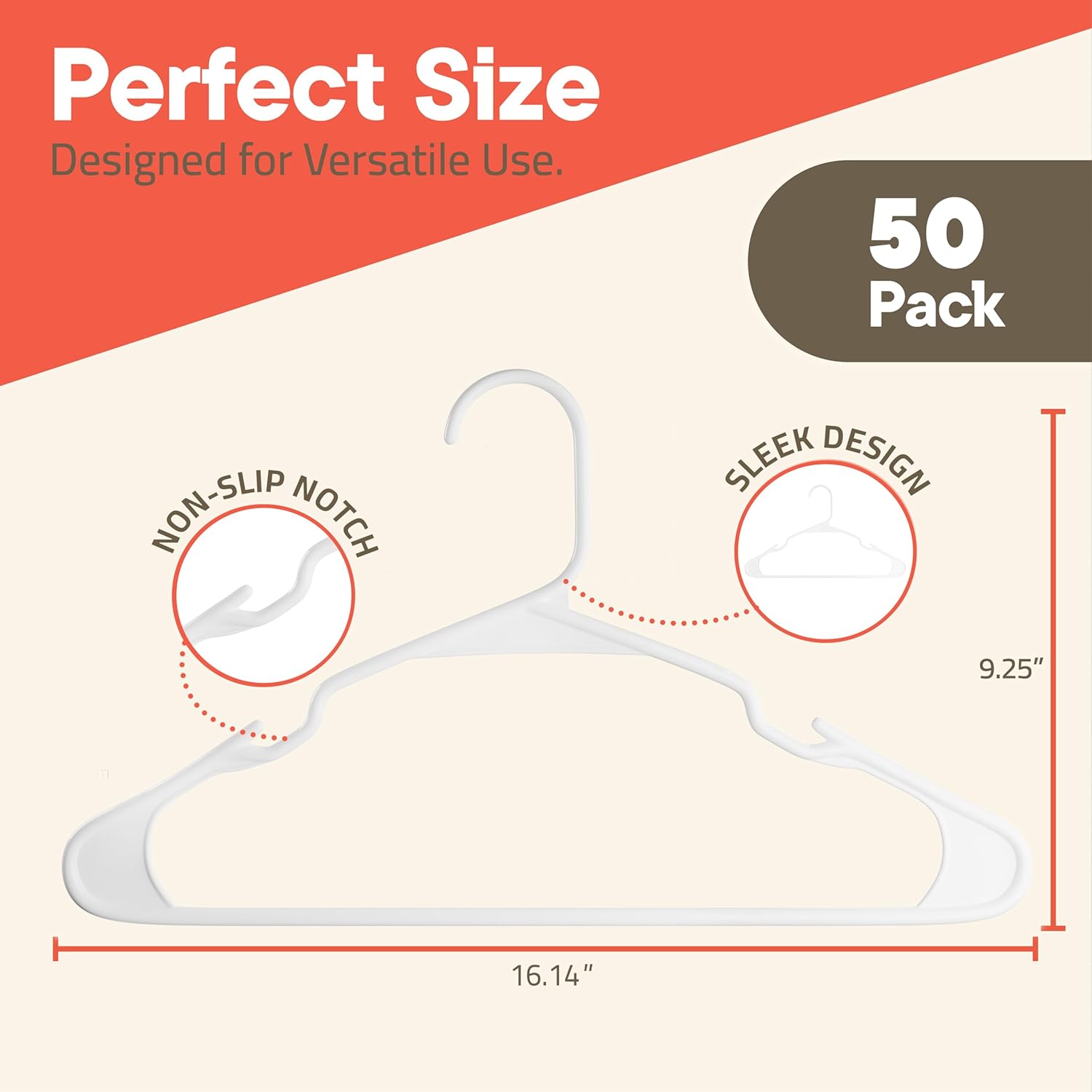 Perfect Size, Designed for Versatile Use, 50 Pack, Non-Slip Notch, Sleek Design, 9.25", 16.14"