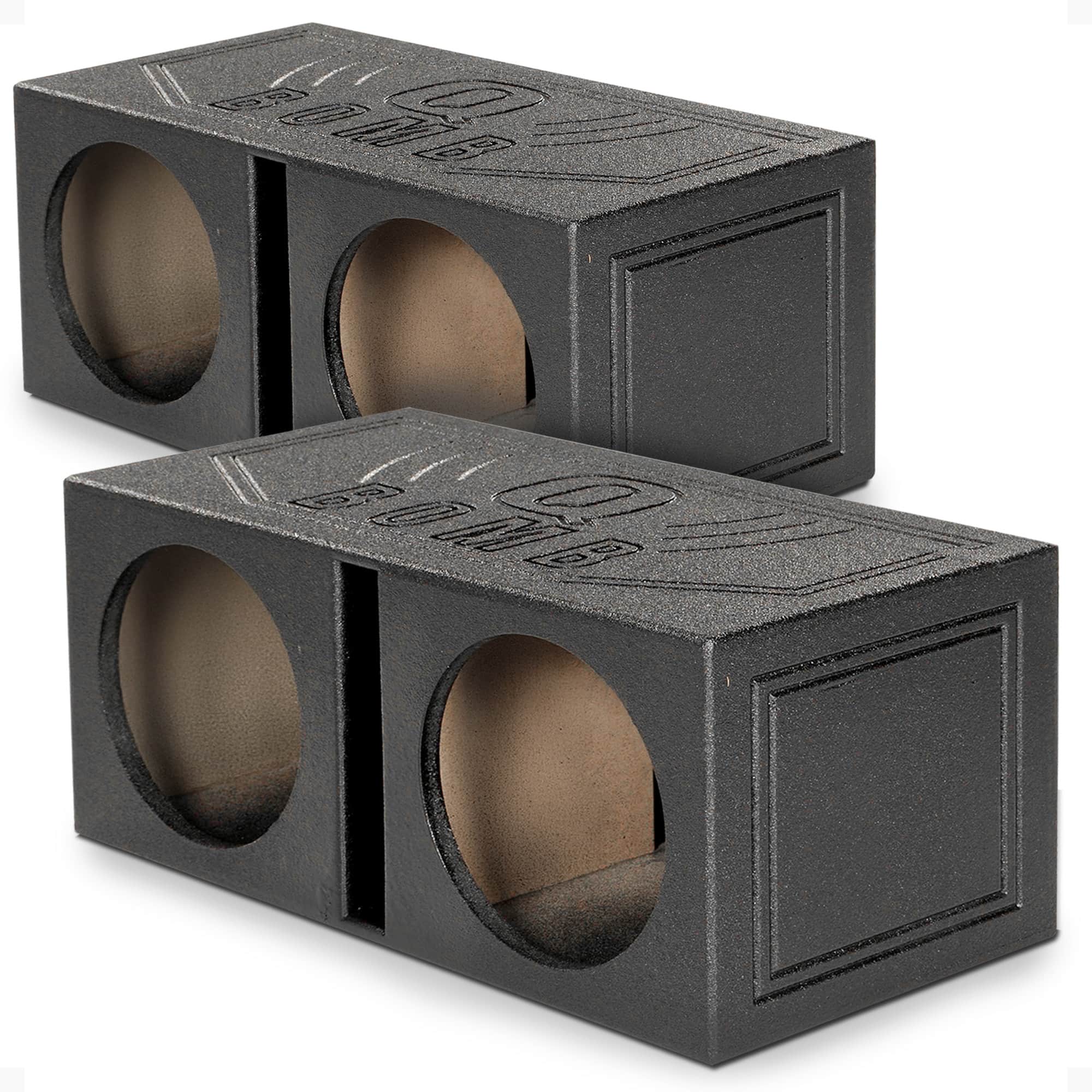 QPower - Q-POWER 15V Dual 15" Vented Port Subwoofer Sub Box w/ Bedliner Spray (2 Pack) - Black