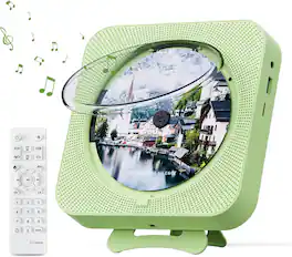 FINEAK - Portable Bluetooth CD Player for Home with Dual Speakers & FM Radio - Green