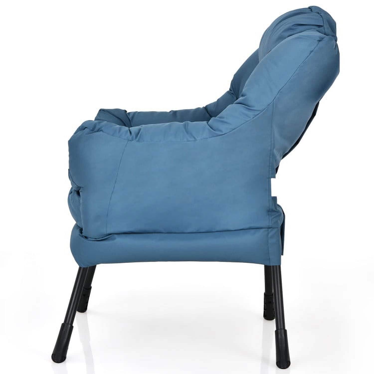 Kadyn - Modern Polyester Fabric Lazy Chair, Fabric Lazy Chair Large Accent Chair with Steel Frame and Side Pocket - Blue