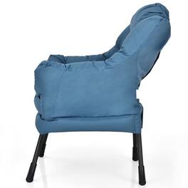 Kadyn - Modern Polyester Fabric Lazy Chair, Fabric Lazy Chair Large Accent Chair with Steel Frame and Side Pocket - Blue