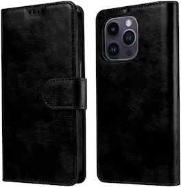 RadEnergy - EMF Protection Anti-Radiation Leather Wallet Case for iPhone 14 - Black