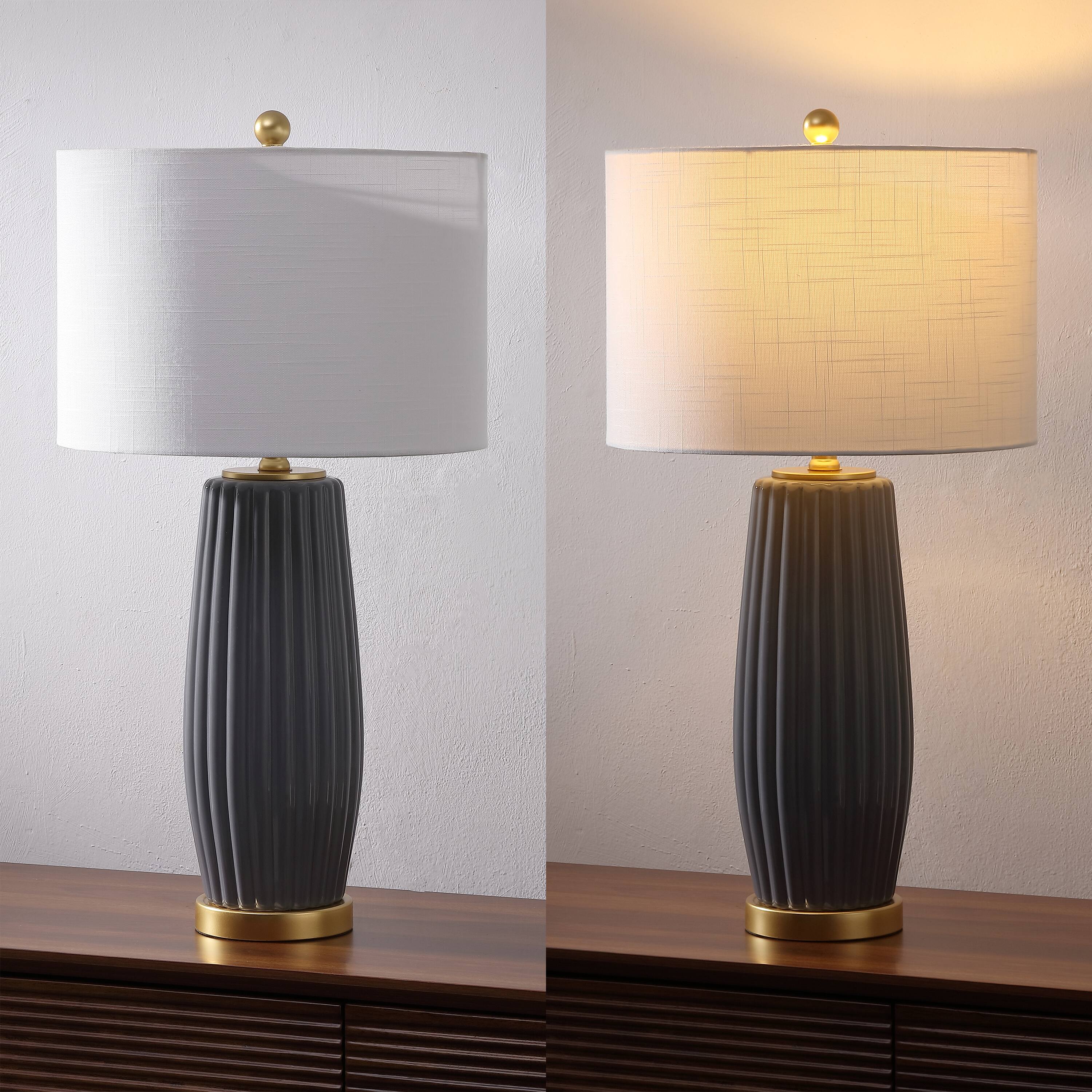 Alt View 5. Jonathan Y - Roman 28.5" Ceramic LED Table Lamp, Gray - Gray.