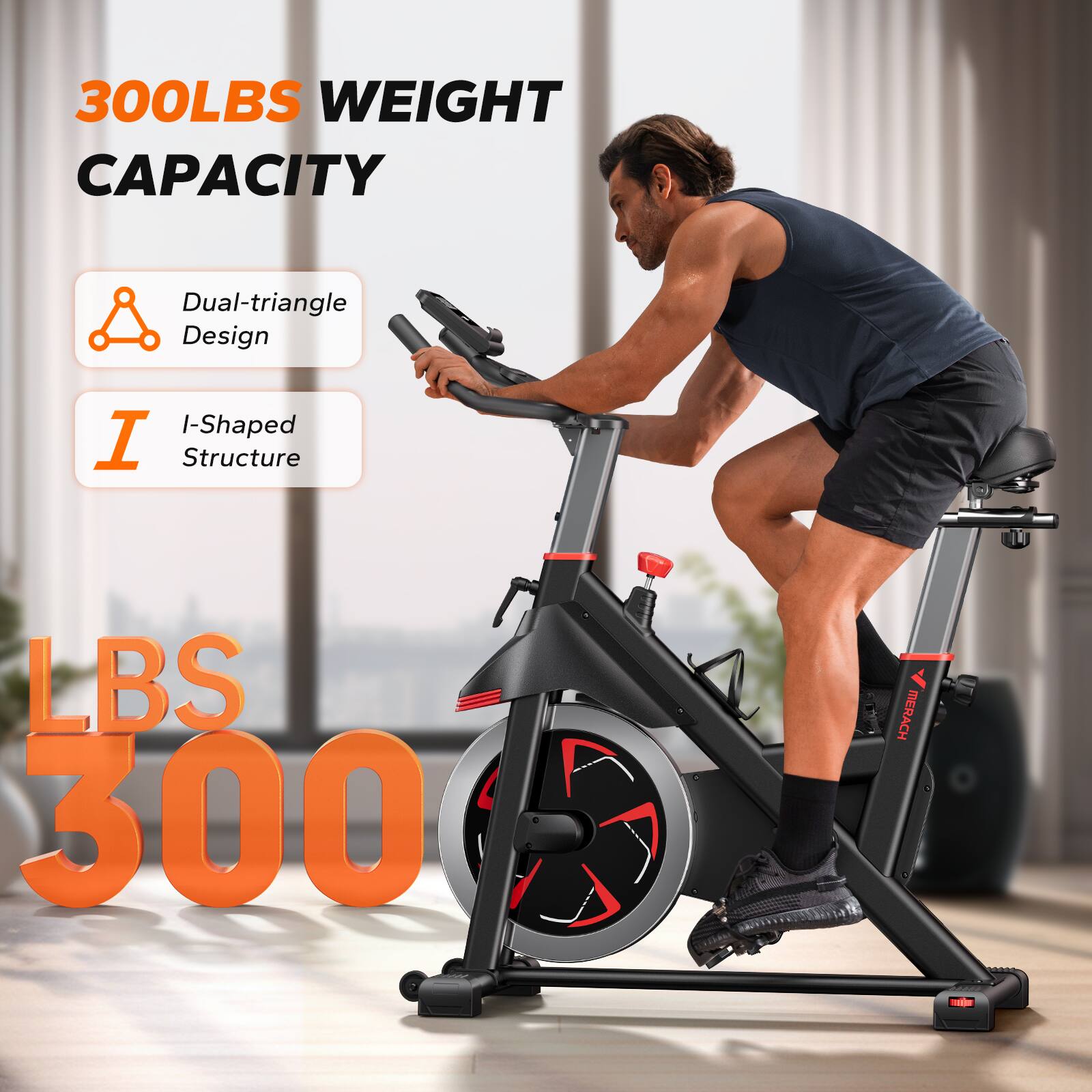 300LBS WEIGHT CAPACITY  
Dual-triangle Design  
I-Shaped Structure  
LBS 300