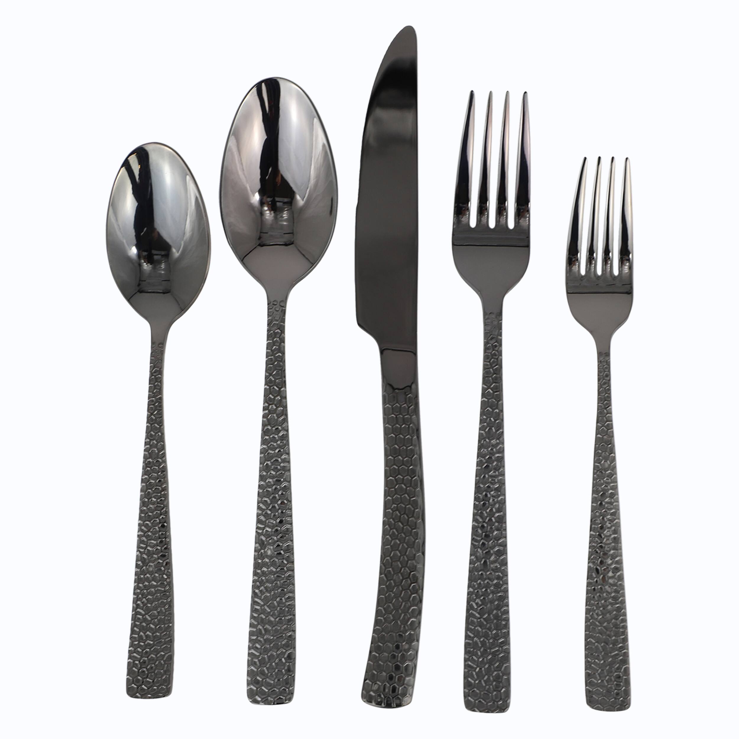 Alt View 5. Gibson - Gibson Elite Stonehenge 20 Piece Flatware Set in Black - Black.