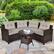 Alt View 1. Costway - 4PCS Outdoor Patio Rattan Furniture Set Cushioned Sofa Table - dark brown&Grey.