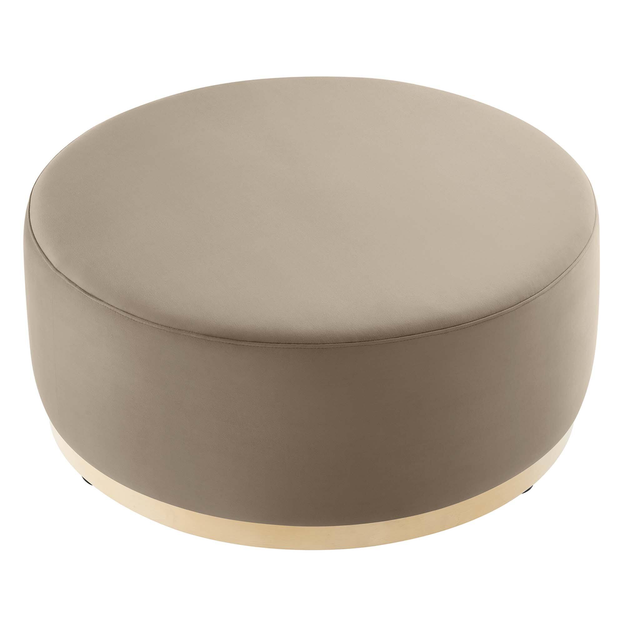 Alt View 2. Modway - Tilden Large 38" Round Performance Velvet Upholstered Ottoman by Modway - Taupe Natural.