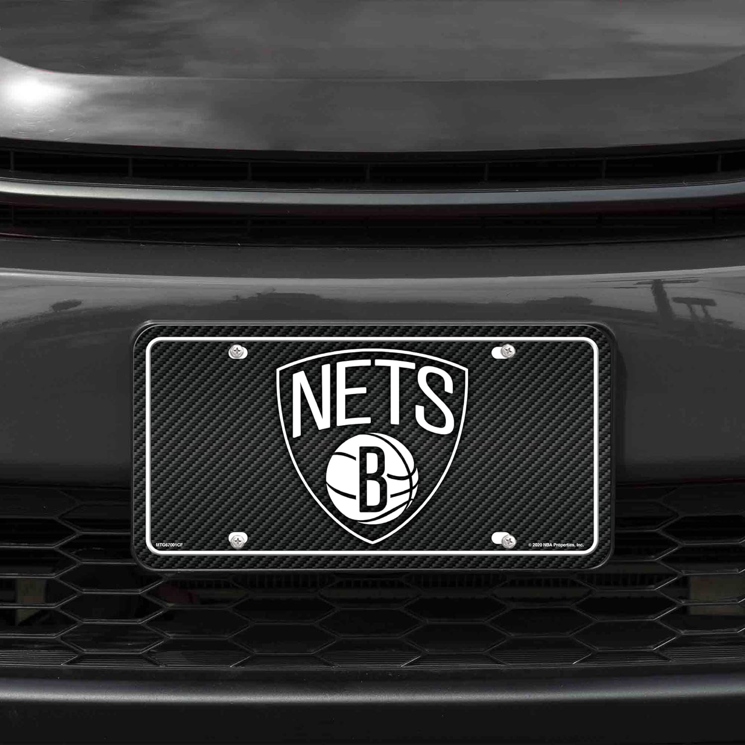 Alt View 1. Rico Industries - Brooklyn Nets NBA 12x6 Carbon Fiber Design Metal License Plate Auto Tag - Multi.