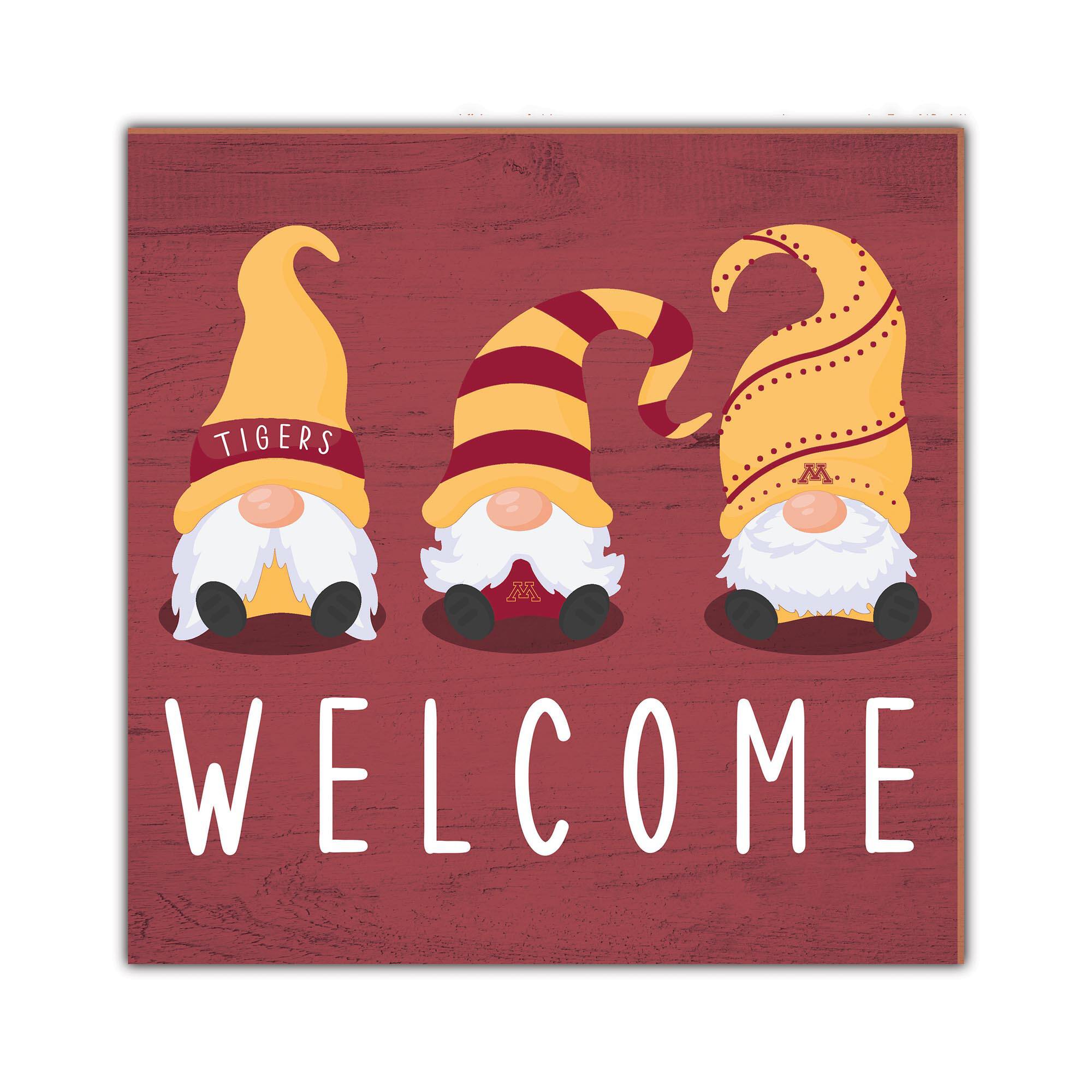 Minnesota Golden Gophers 10'' x 10'' Welcome Gnomes Sign