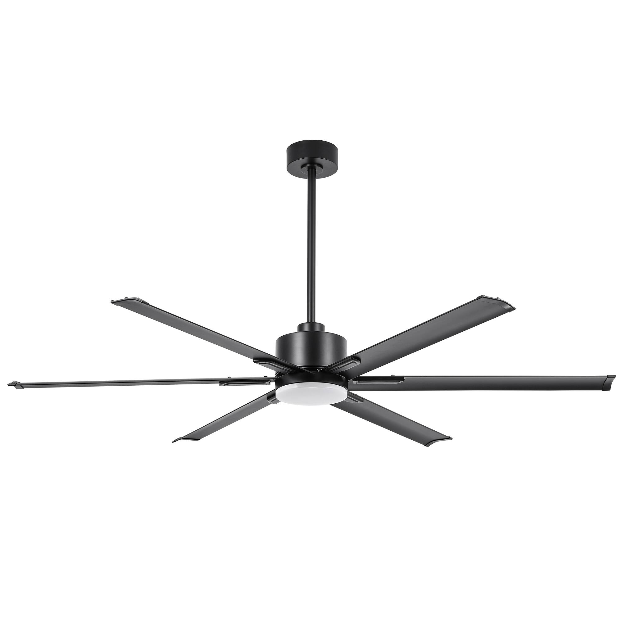 Alt View 10. Breezary - 72-Inch Ceiling Fan with LED Light, DC Motor, 6 Aluminum Blades, Remote Control, 6 Speeds, Downrod Mount - Matte Black.