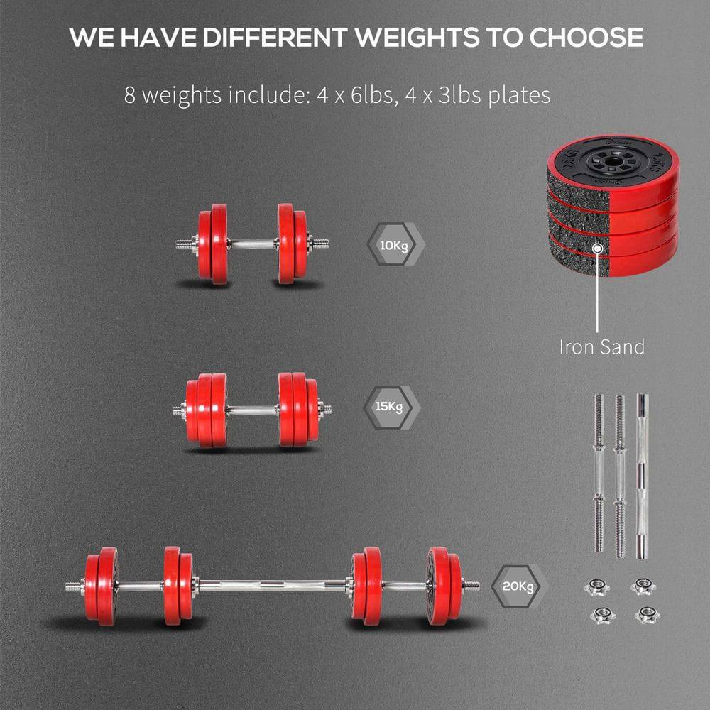 WE HAVE DIFFERENT WEIGHTS TO CHOOSE

8 weights include: 4 x 6lbs, 4 x 3lbs plates

10Kg

15Kg

20Kg

Iron Sand