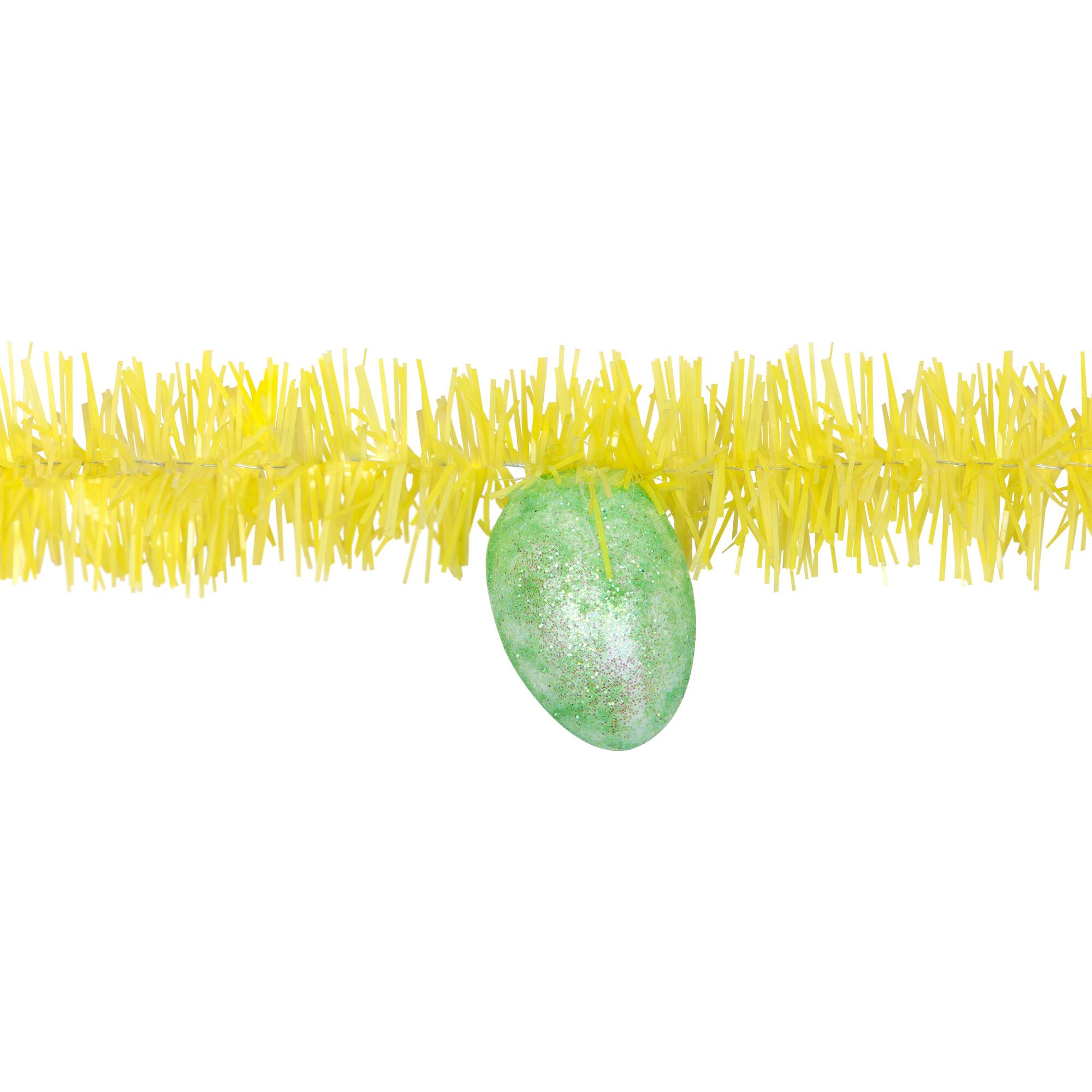 Alt View 5. Northlight - Tinsel Garland with Easter Eggs - 25' - Yellow - Yellow.