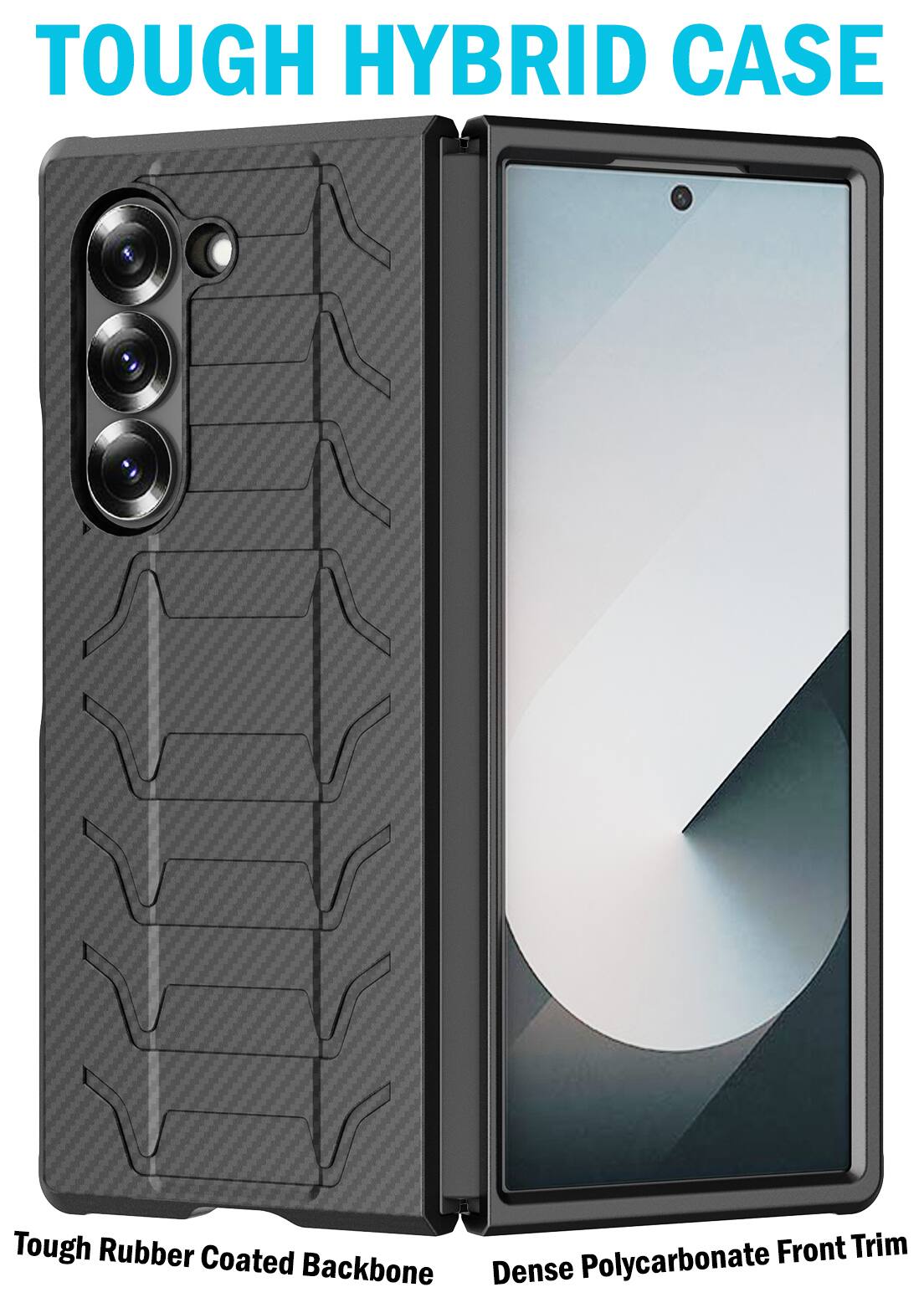 TOUGH HYBRID CASE

Tough Rubber Front Trim Coated Backbone Dense Polycarbonate