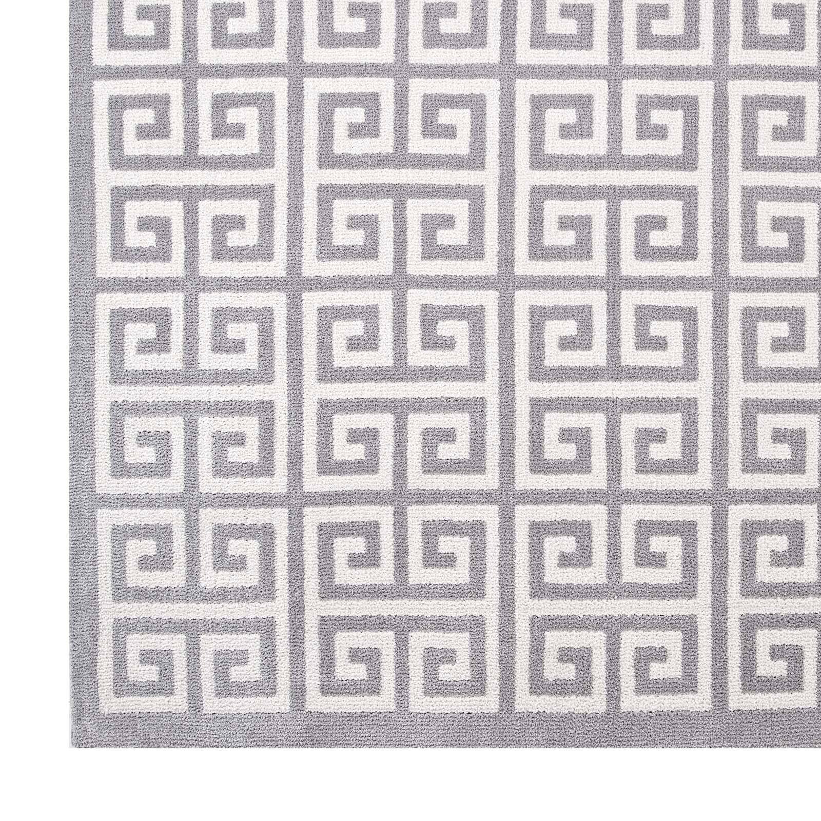 Left. Modway - Freydis Greek Key Area Rug - White and Light Gray.