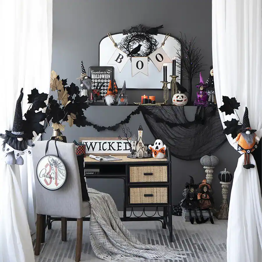 Boyel Living 20 inch Black Fabric Halloween Gnome with Boo Banner Black ...