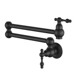 1.8 GPM Wall Mounted Pot Filler with Mounting Hardware Double Handles and Ceramic Disc Cartridge
