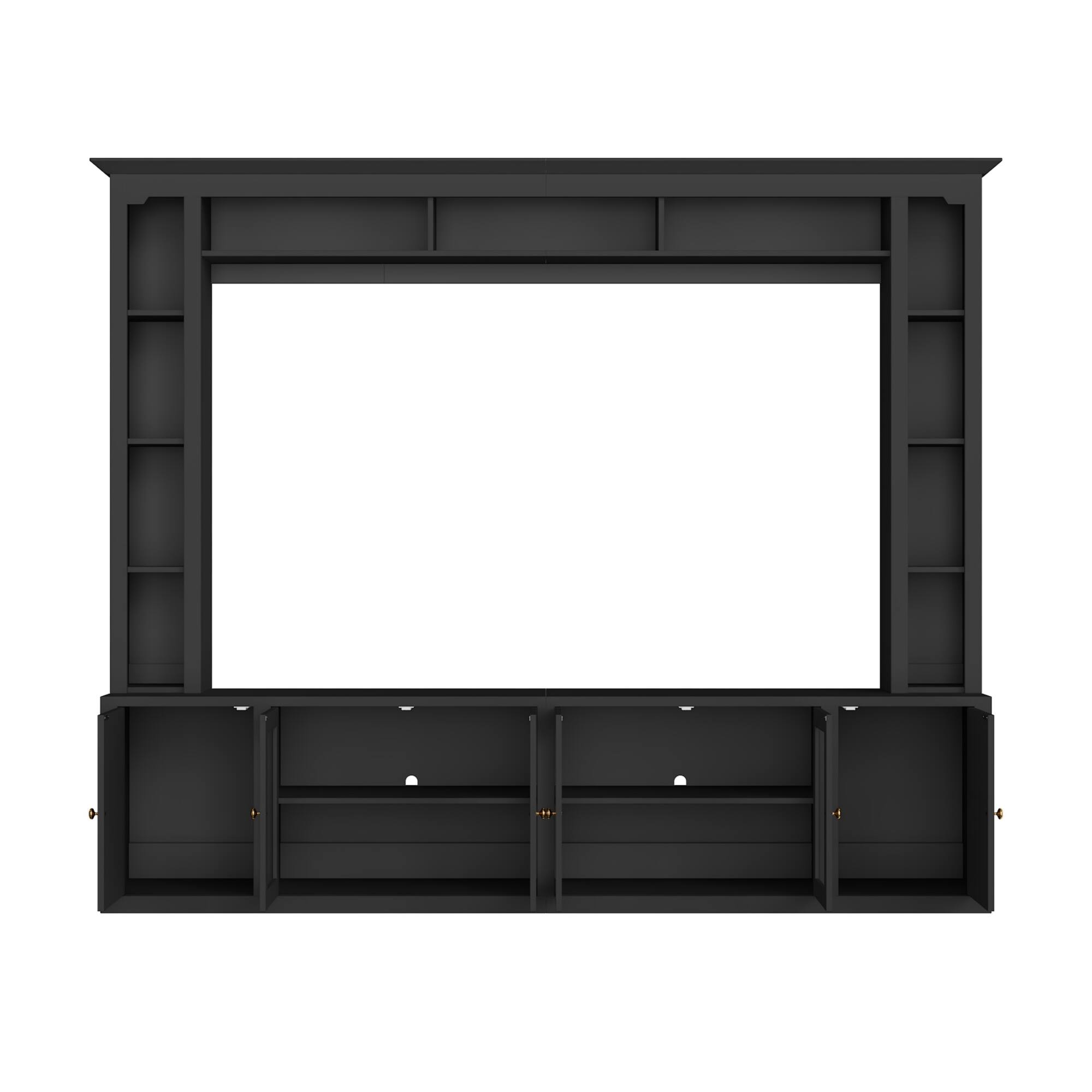 Alt View 5. CheryLife - 92 in. 4-Piece Black Modern Entertainment Center Wall Unit with Bookshelves for TVs Up to 80" - Black.