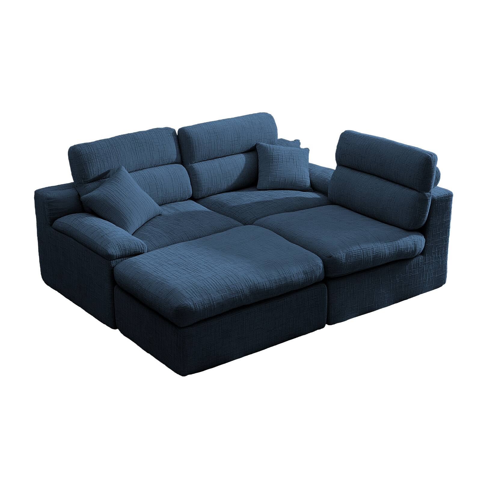 Alt View 2. Anysun - L-Shape Chenille Corner Chaise Sofa with High Backrest - Compressed Sponge, No Assembly for Living Room & Apartment - Dark Blue.