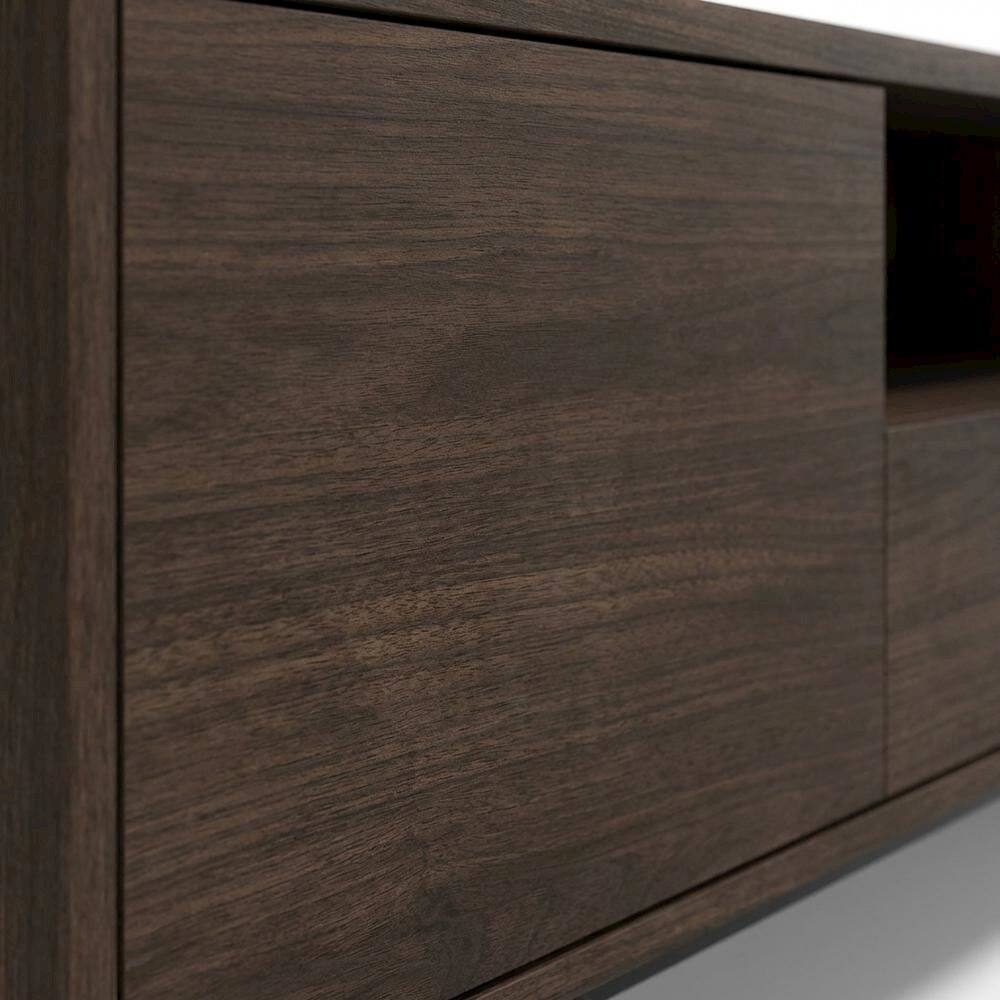 Alt View 1. FurniFact - Walnut Finish Modern TV Console with 3 Doors in Engineered Wood - Brown.