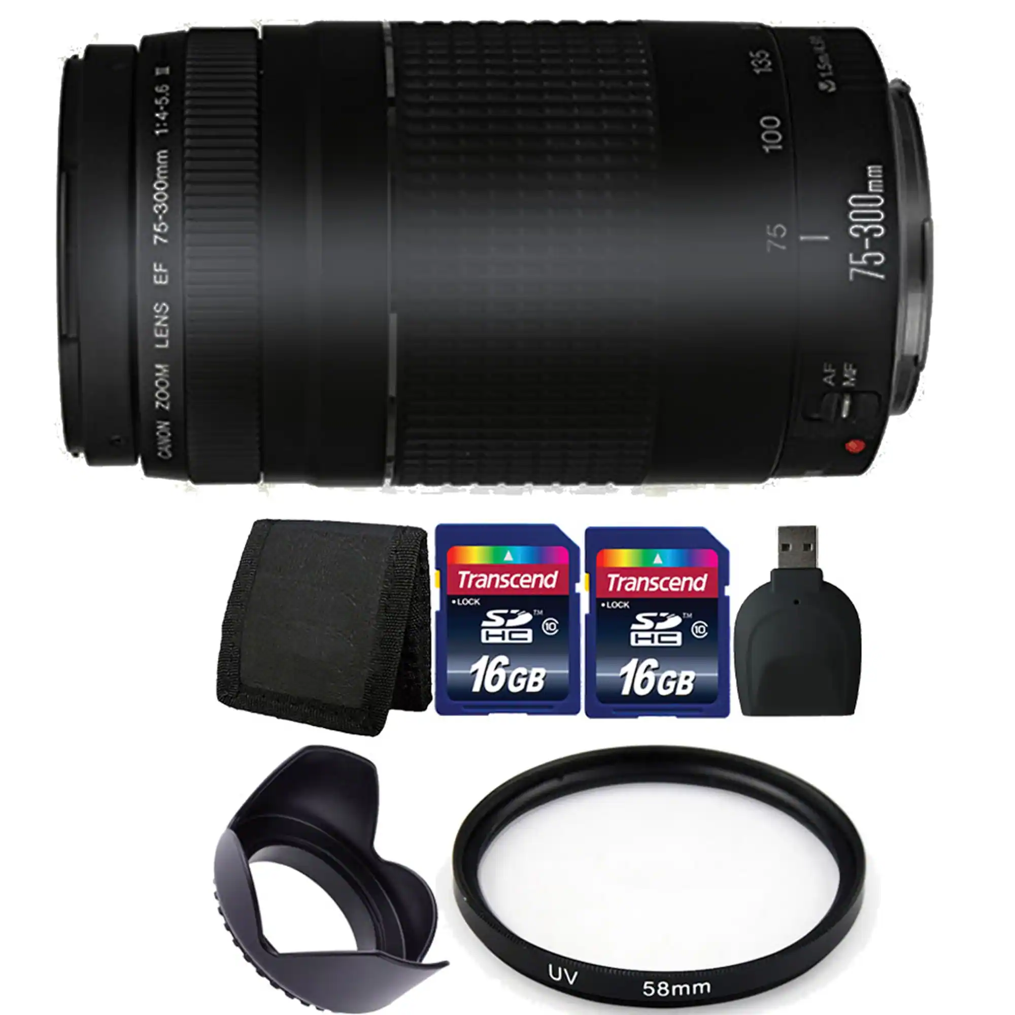 A 1:4-5.6 75-300mm EF LENS ZOOM CANON 135 15m4 100 75 - 75-300mm AF MF A Transcend Transcend +LOCK +LOCK TM TM SP S o HA HB 16GB 16GB UV 58mm