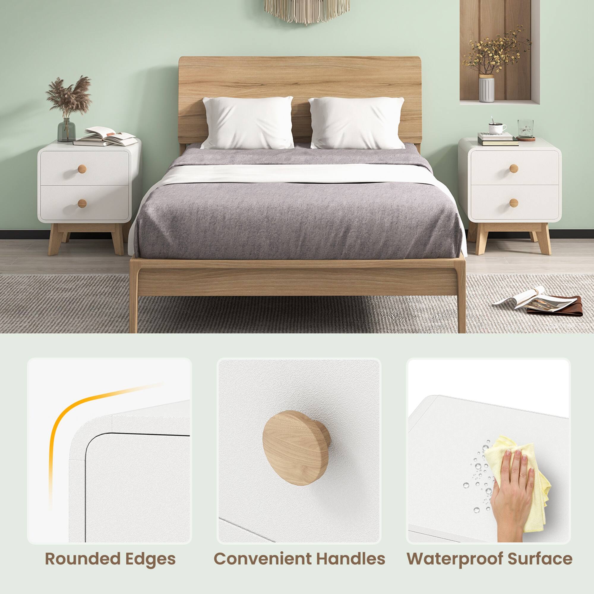 Rounded Edges, Convenient Handles, Waterproof Surface