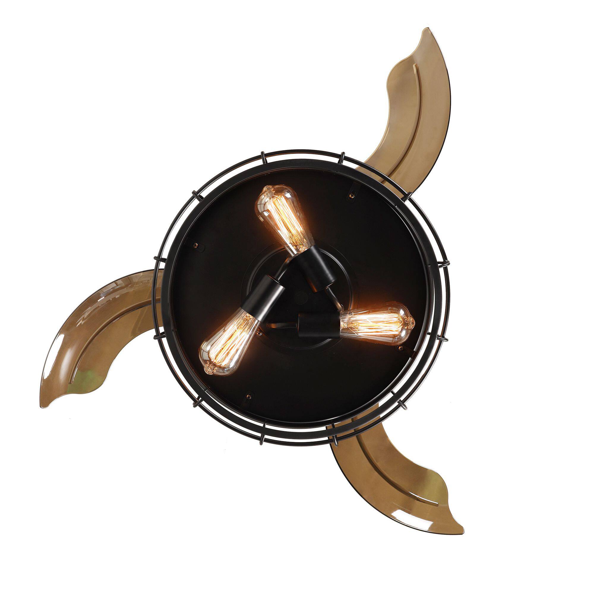 Alt View 8. Parrot Uncle - 36" Industrial Black 3-blade Ceiling Fan with Remote - Matte Black.