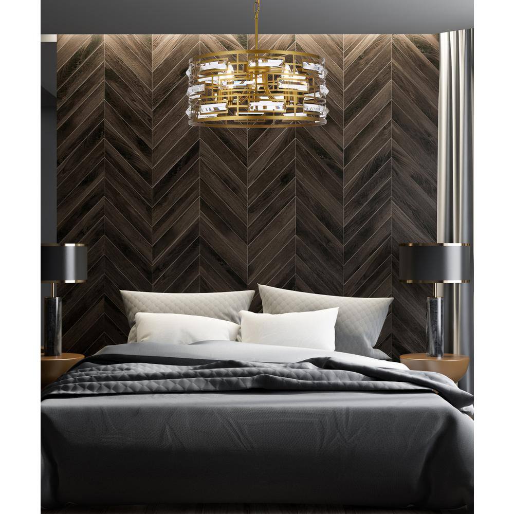 Angle. Elegant Lighting - Kennedy 18.5 inch pendant in brass - Brass.