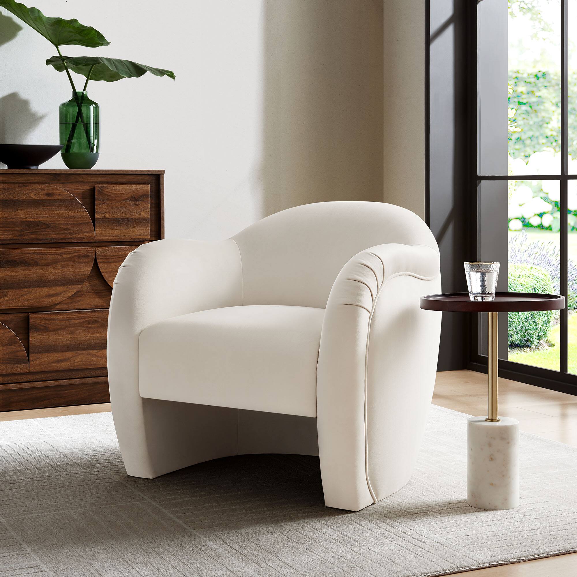 Front. Modway - Compose Performance Velvet Accent Chair by Modway - Alabaster.