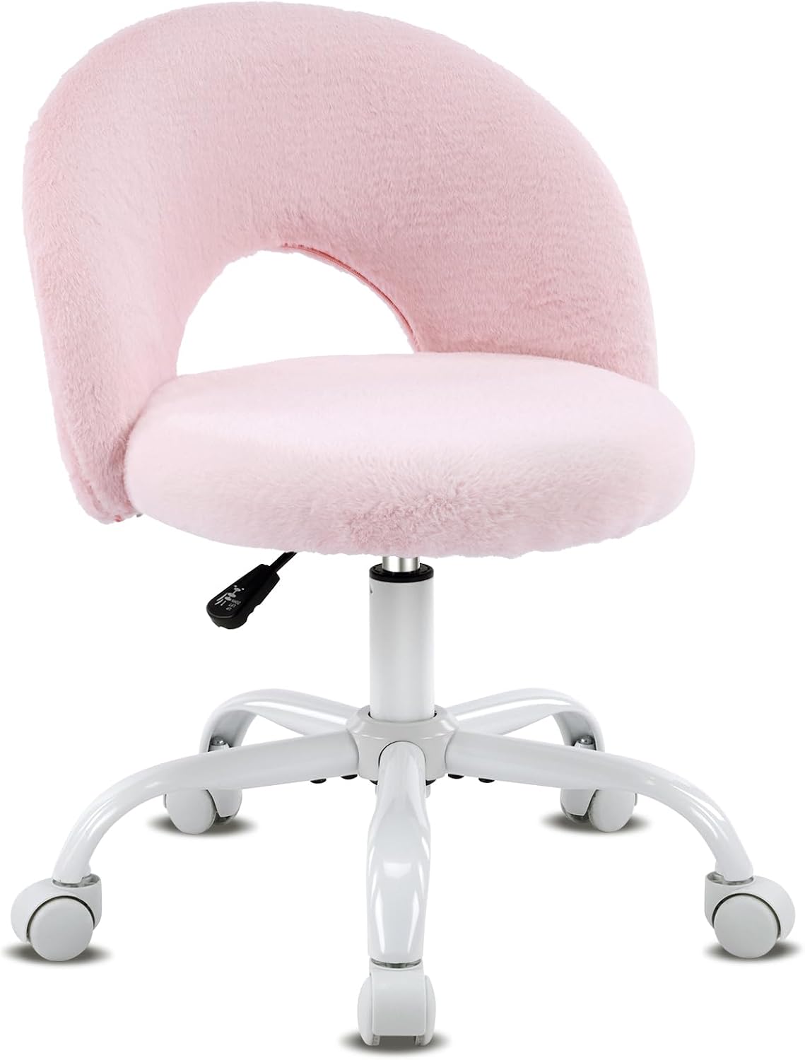 Alt View 8. Winado - Small Vanity Chair with Wheels for Girls Cute Adjustable Height Armless Office Desk Chair 360°Swivel Comfy Rolling Chair - Furry Pink.