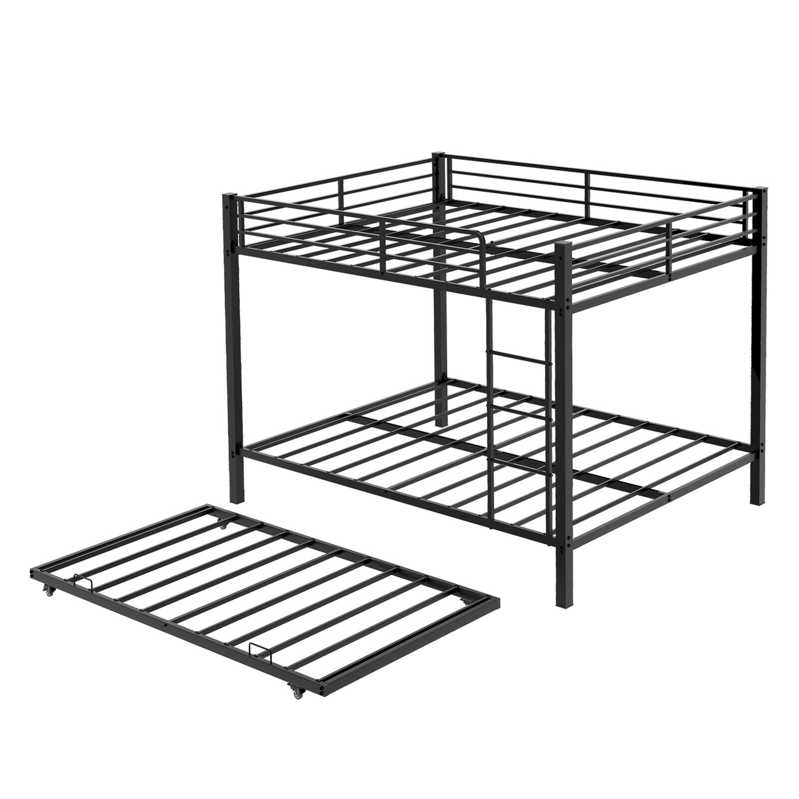 Alt View 10. Loheer - Loheer Full Size Bunk Bed Full Over Full Metal Bunk Bed Frame with Safety Rails Heavy Duty Iron Bunk Bed - Black.