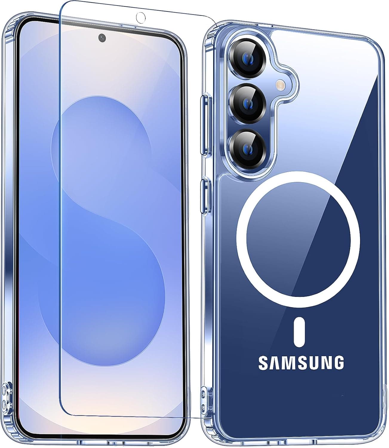 Front. Entronix - Entronix Galaxy S23 Compatible Bundle - Magnetic Clear Case and Screen Protector - Clear.