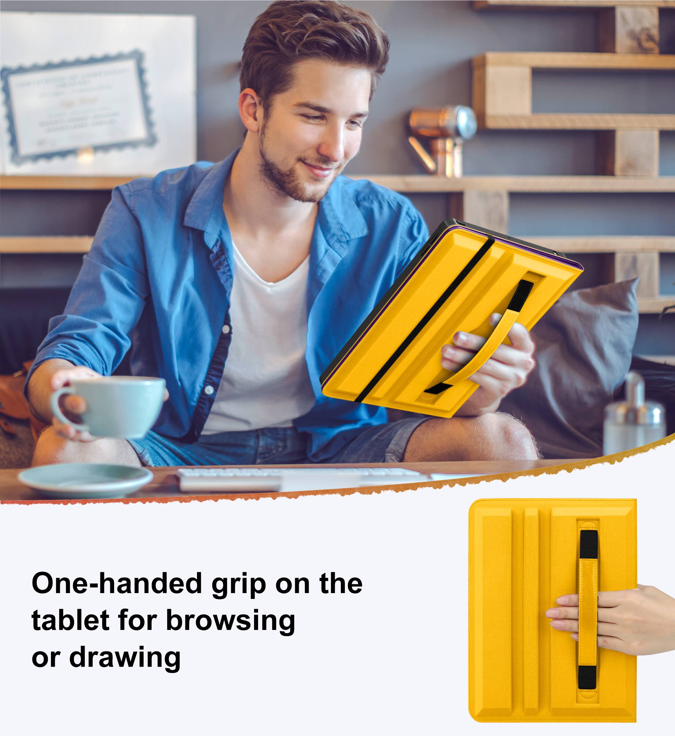 One-handed grip on the tablet for browsing or drawing