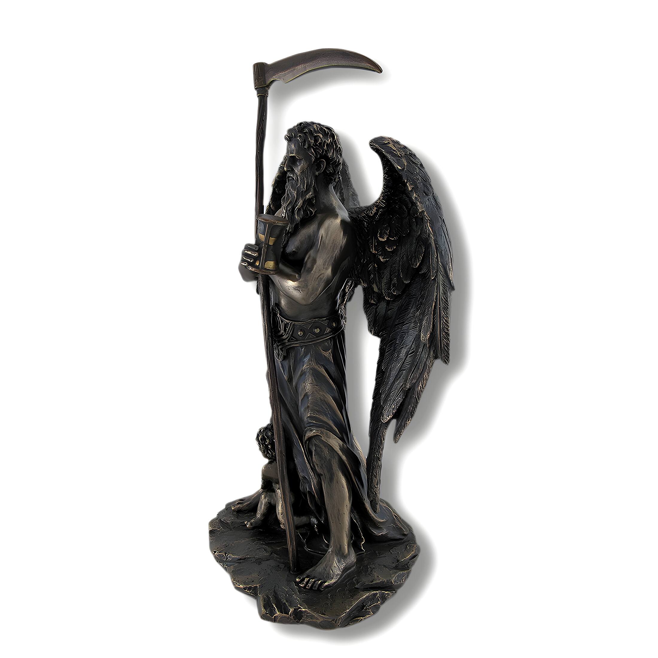 Alt View 2. Veronese Design - Father Time Chronos Standing with Child Playing at His Feet - Brown.