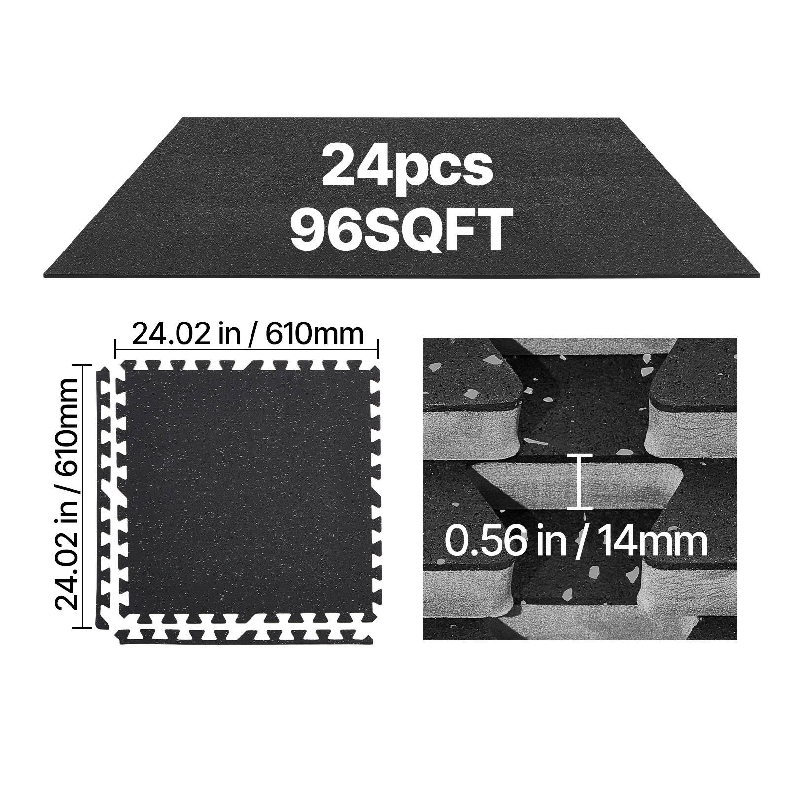 24pcs 96SQFT  
24.02 in / 610mm  
0.56 in / 14mm