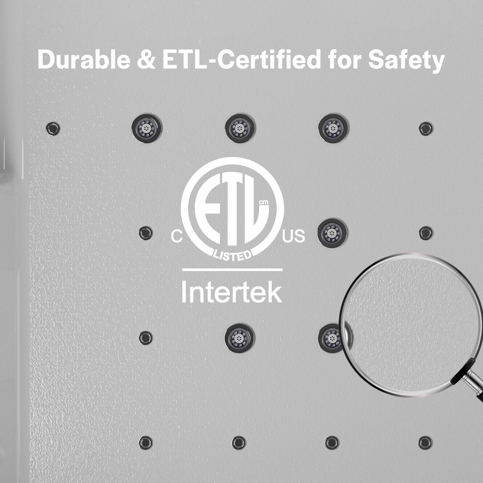 Durable & ETL-Certified for Safety  
ETL US LISTED  
Intertek