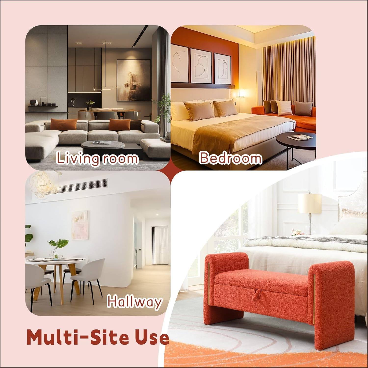 Living room  
Bedroom  
Hallway  
Multi-Site Use