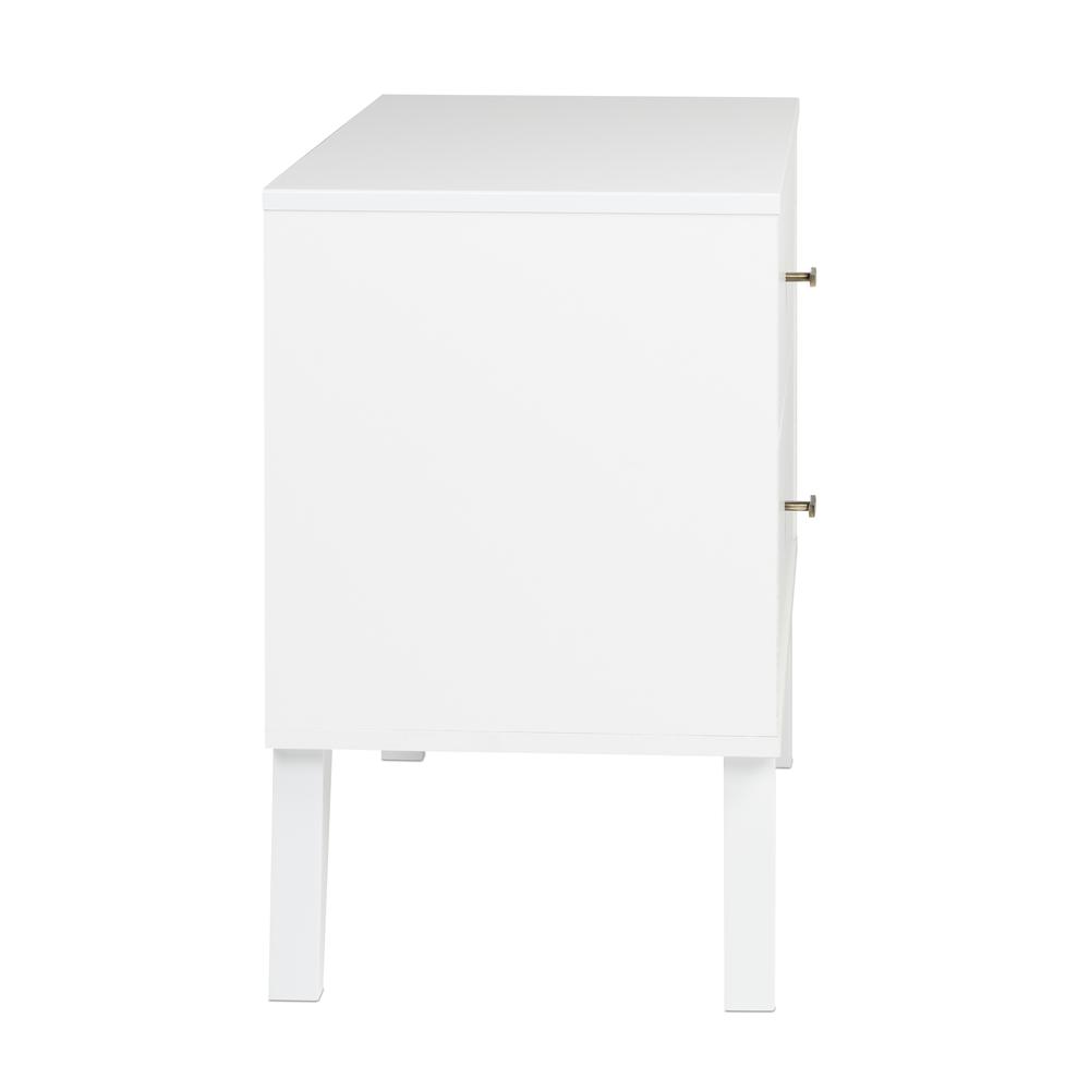 Left. Prepac - Milo Mid Century Modern  2-drawer Nightstand, White - White.