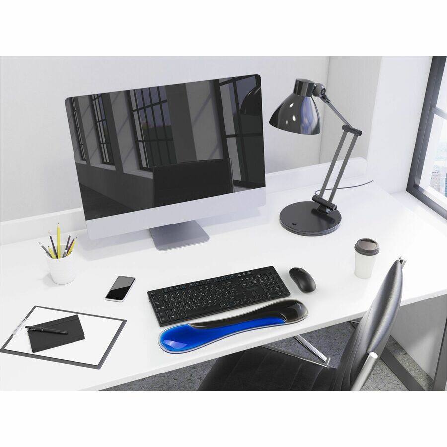 Alt View 2. Kensington - Kensington Slim Duo Gel Keyboard Wrist Rest - 0.71" Height x 19.29" Width x 3.74" Depth - Black, Blue - Gel - Strain - Black, Blue.
