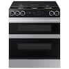 Front. Samsung - Bespoke 6.0 Cu. Ft. Slide-In Gas Convection Range with Flex Duo Convertible Double Oven Technology - Stainless Steel.