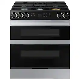 Samsung - Bespoke 6.0 Cu. Ft. Slide-In Gas Convection Range with Flex Duo Convertible Double Oven Technology - Stainless Steel