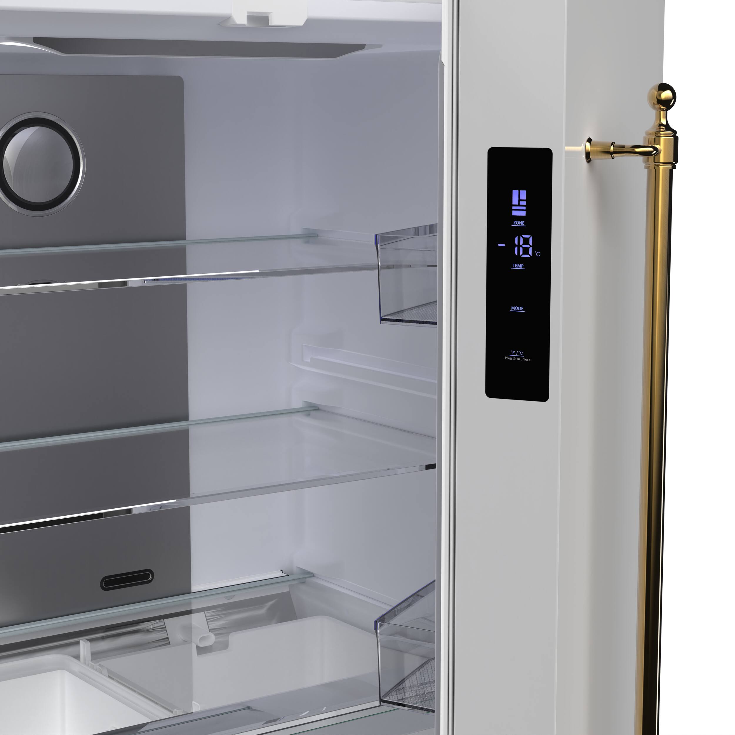 Alt View 9. Forno Appliances - Luigi 18 Cu. Ft. French Door Refrigerator with Antique Brass Handles - White.