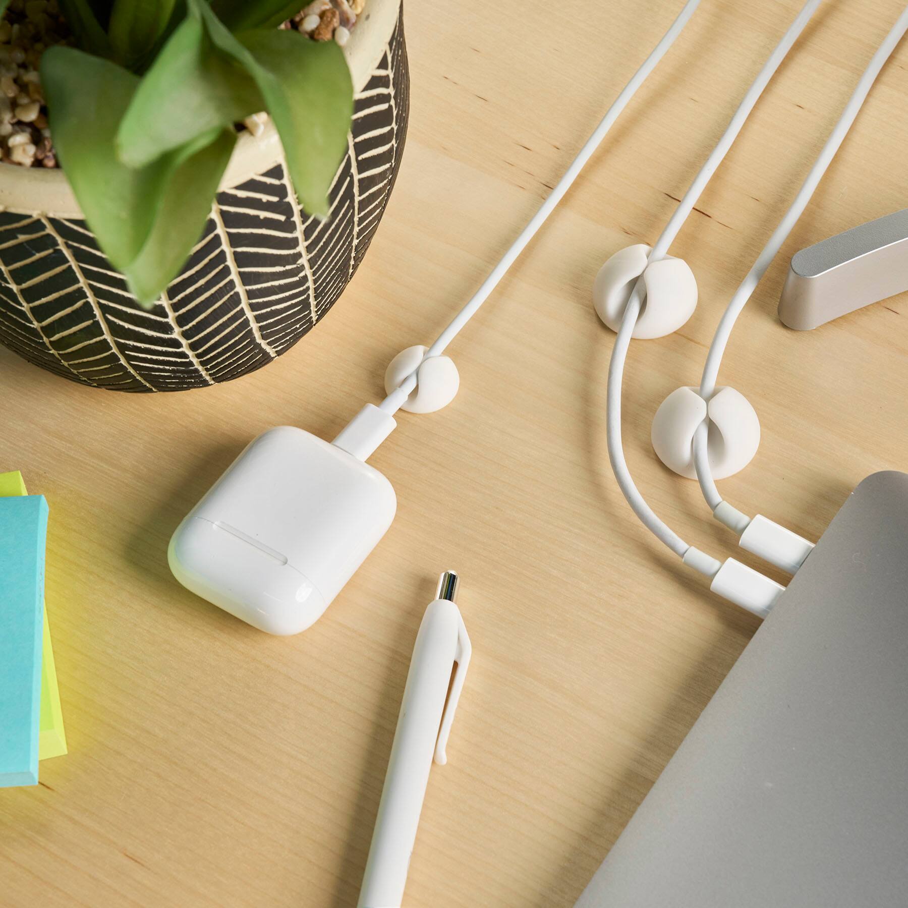 Left. Wrap-It Storage - Cable Clips - White.