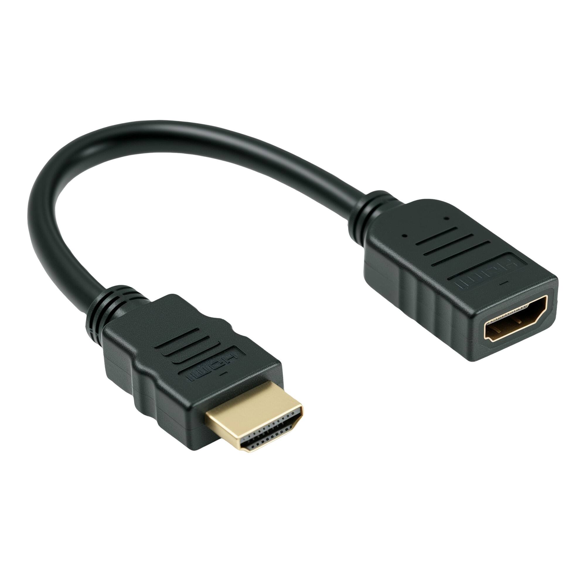 Cable Leader - High-Speed HDMI Port Saver Extension Cable Male to Female, 30 AWG 4K Support to Protect Wall-Mount TV HDMI Port - Black