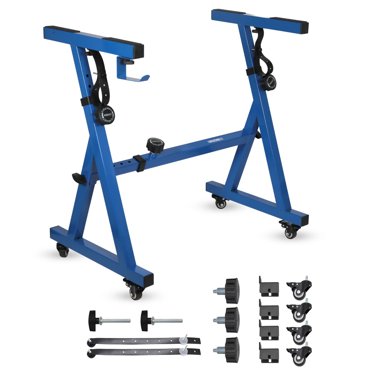 Front. 5 CORE - 5Core Keyboard Stand Adjustable Height 36.5" Width 32.5” Z Style Electric Piano Riser 250Lb Capacity - Blue.