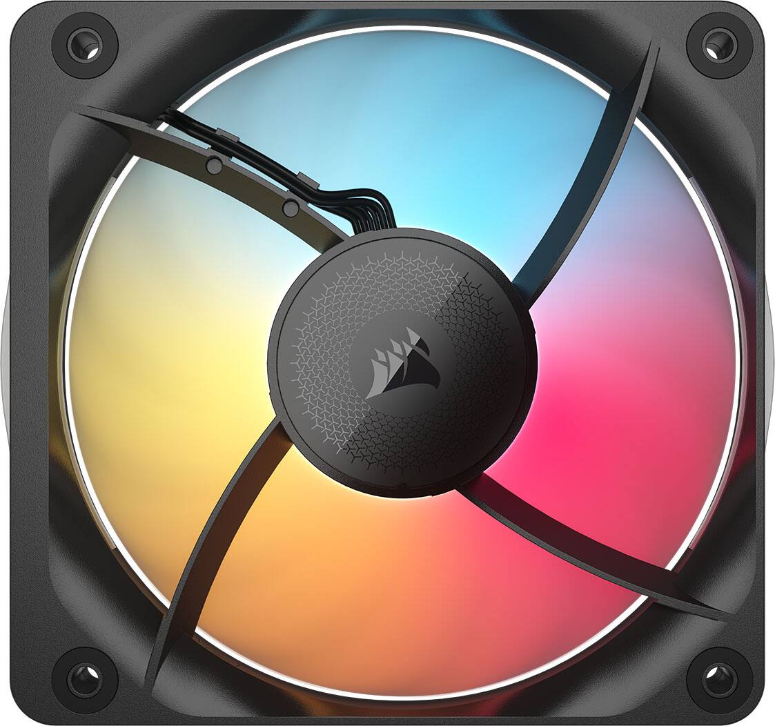 Back. CORSAIR - iCUE LINK RX120 II RGB 120mm PWM Fans – Optimized for quiet operation – Up to 2,100 RPM – 8 RGB LEDs per fan - Black.