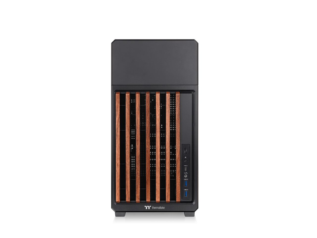 Alt View 2. Thermaltake - Thermaltake TR300 WS Mid Tower ATX Case with Wood Trim - Black.